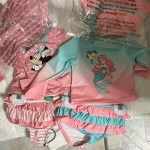 2-Disney Minnie Mouse and Ariel Swimwear Sets